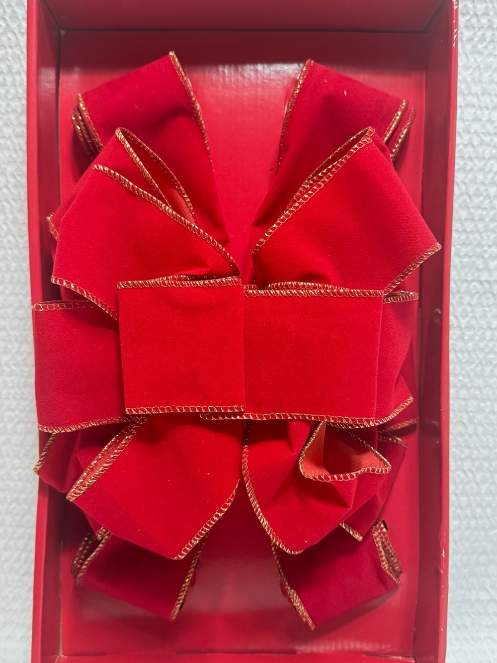 Red 15.5 velvet bow tree topper new in box